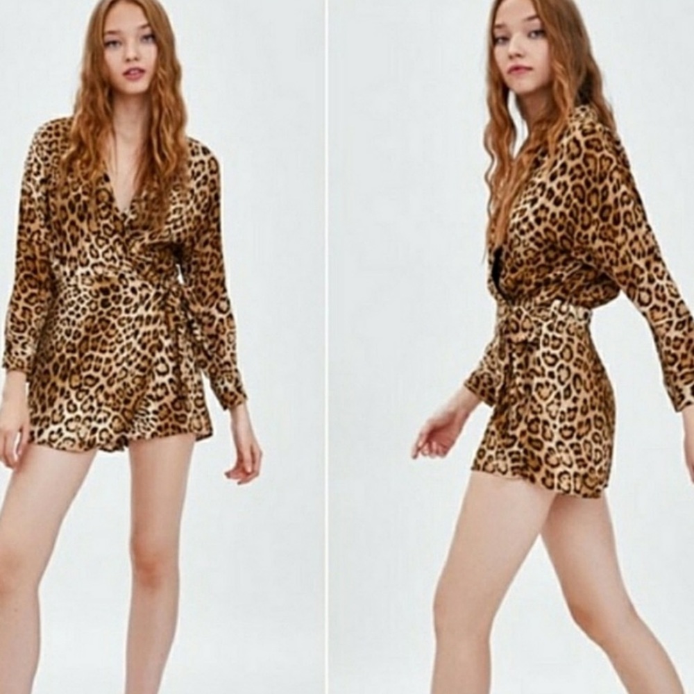 ZARA jumpsuit faux wrap romper with front knot